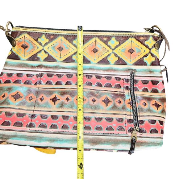 L3 Designs Cowhide Fringed Western Crossbody Bag Brown Yellow One Of A Kind - Picture 11 of 12